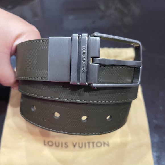 Louis Vuitton Black Damier Infini Leather Boston Reversible Belt